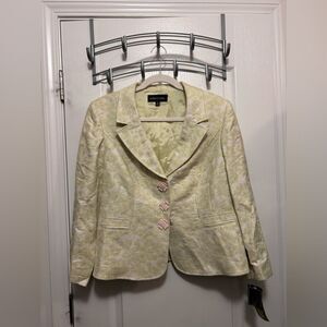 Isabel & Nina lime Green & Ivory Brocade Jacket floral blazer Womens 14 preppy